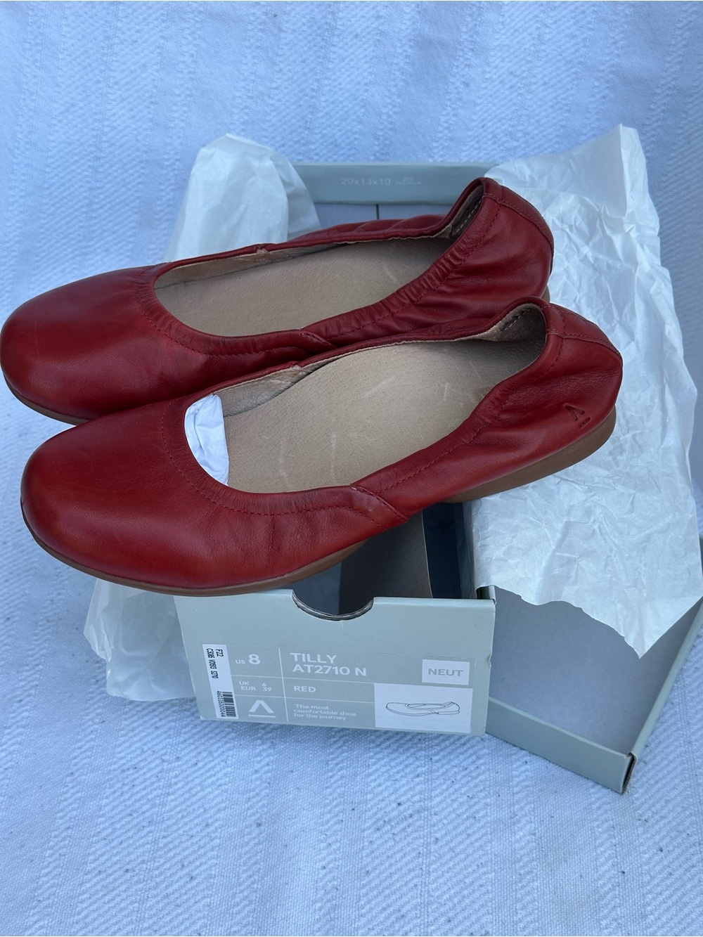 Abeo Red Leather Slip-On Ballet Flats - Women's